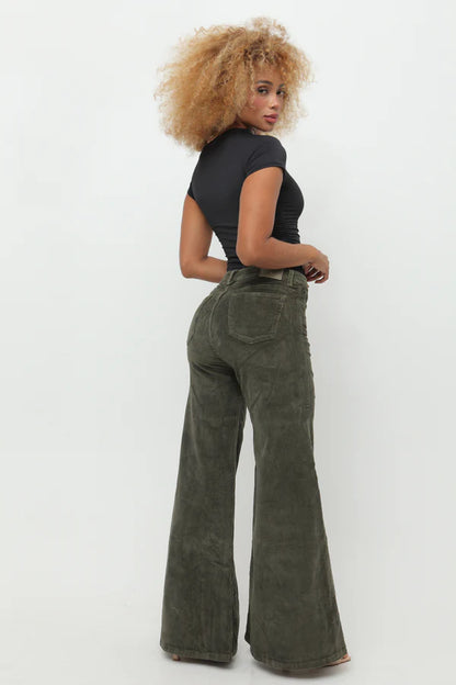 (Preventa) Jeans colombiano Flare Velvet Verde oscuro