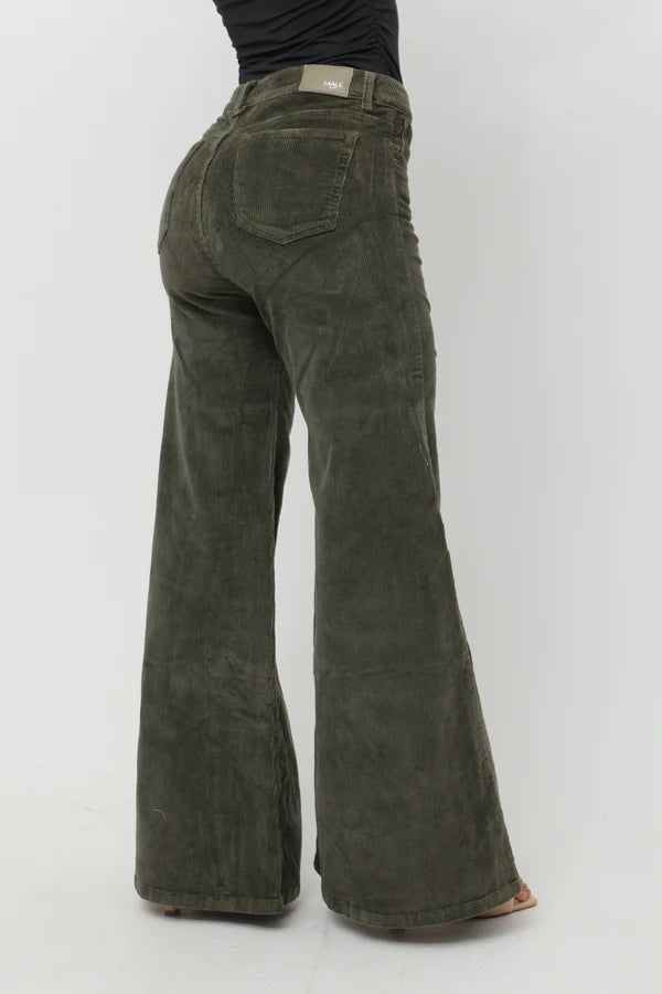 (Preventa) Jeans colombiano Flare Velvet Verde oscuro