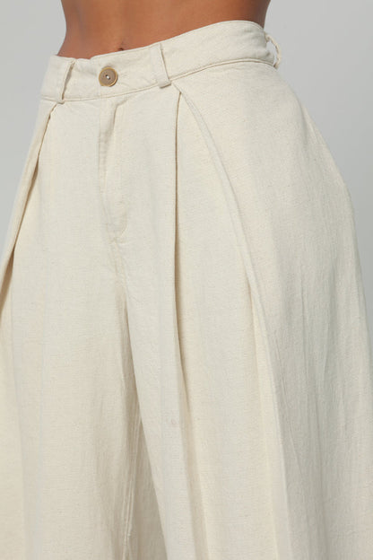 (Preventa) Pantalón liviano Beige pliegues