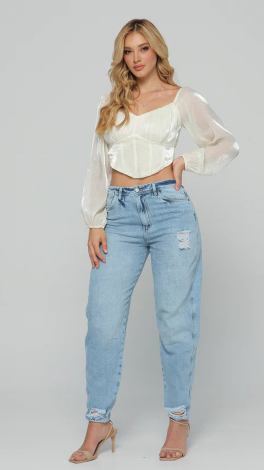 (Preventa) Jeans colombiano Barrel Iris