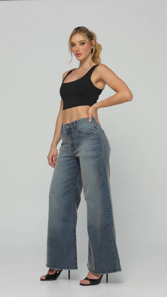 (Preventa) Jeans colombiano Wide leg Velvet gris
