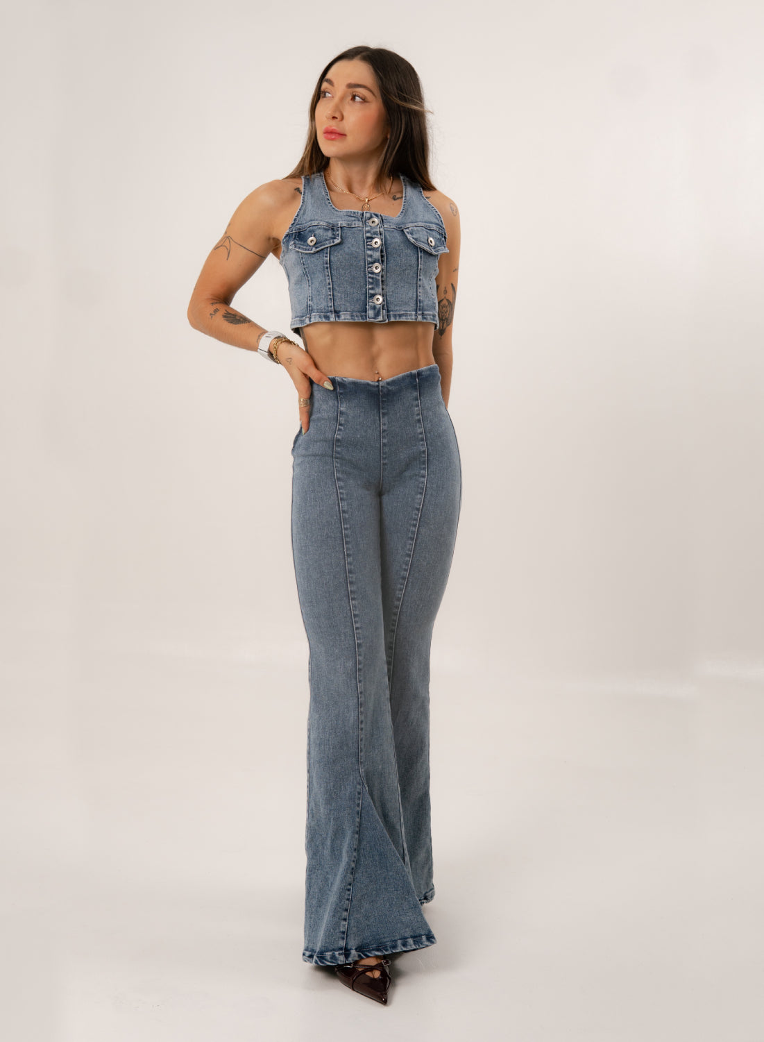 Jeans colombiano Palazzo Monisha azul