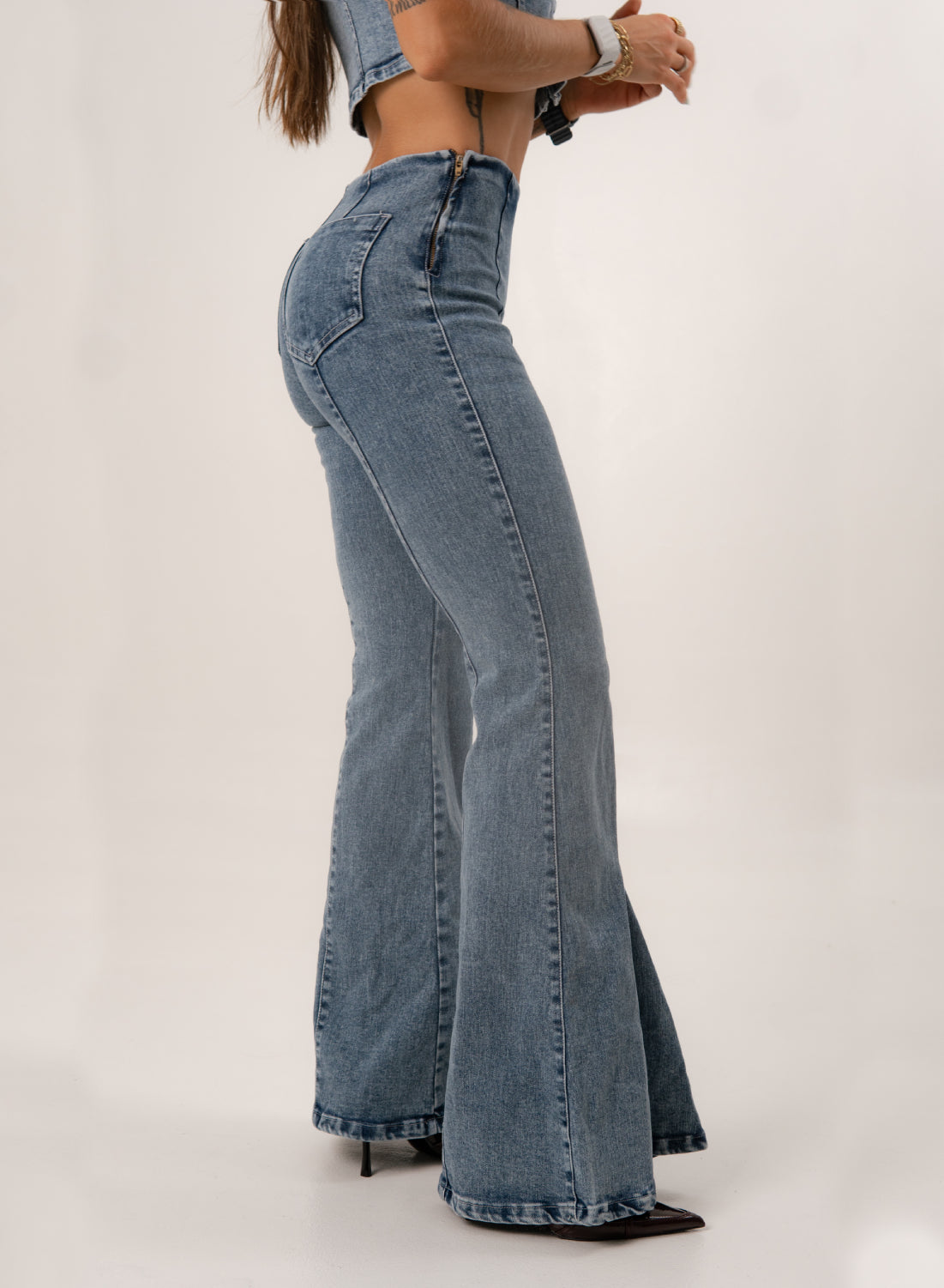 Jeans colombiano Palazzo Monisha azul
