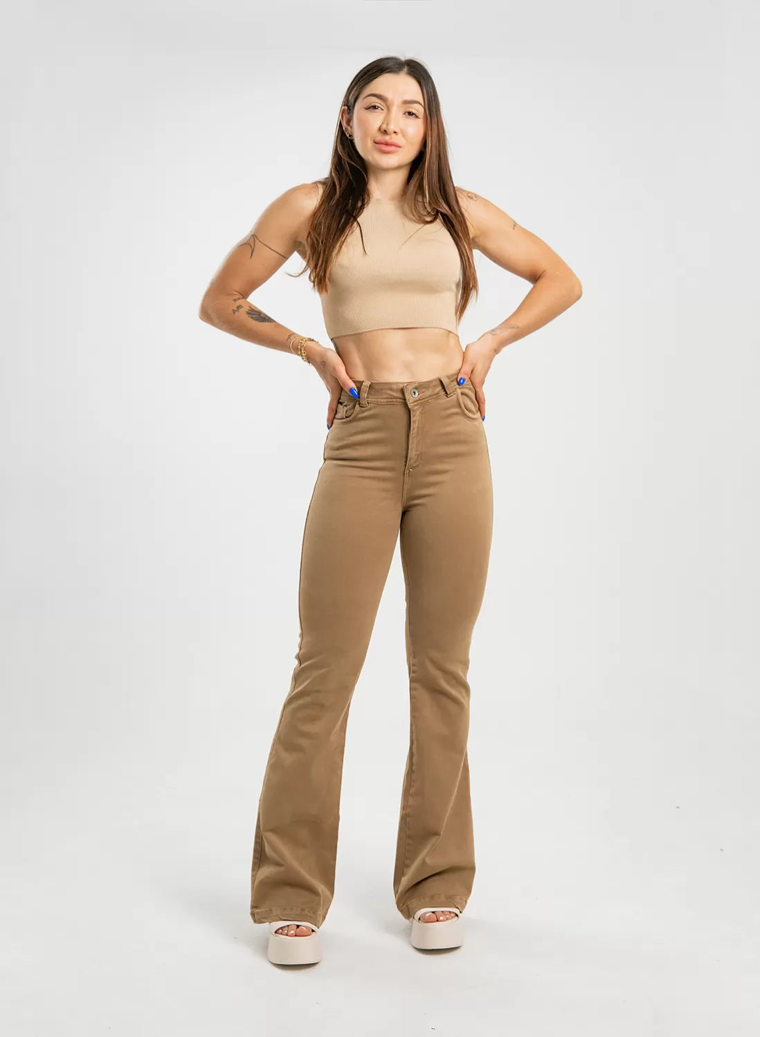 (Preventa) Jeans colombiano Bota campana Artemisa Chocolate