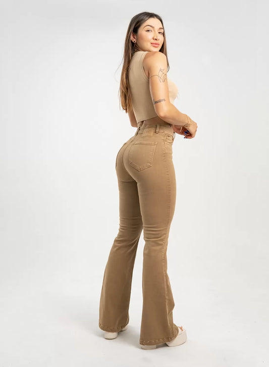 (Preventa) Jeans colombiano Bota campana Artemisa Chocolate